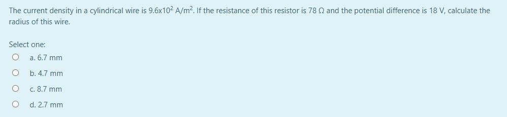 Solved The current density in a cylindrical wire is 9.6x102 | Chegg.com