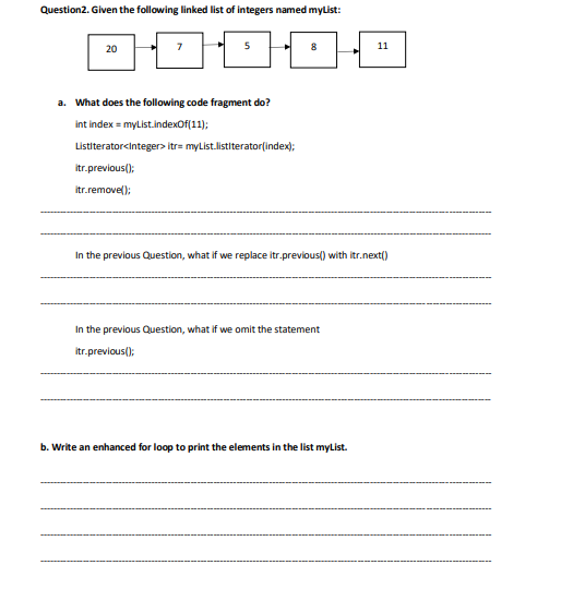 Solved Question 2. Given the following linked list of | Chegg.com