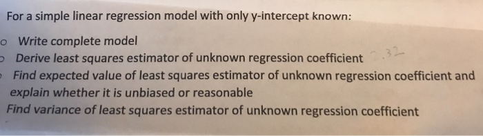 Solved For a simple linear regression model with only | Chegg.com