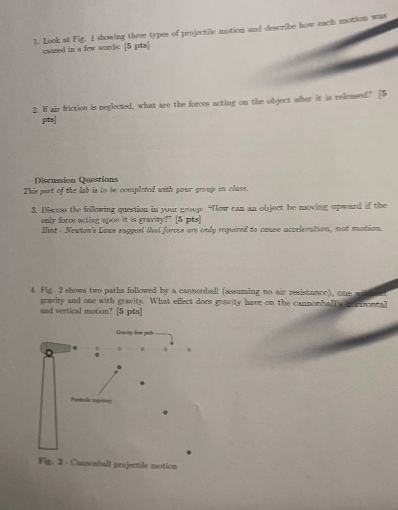 Solved 2 Projectile Motion Introduction In Projectile 5507