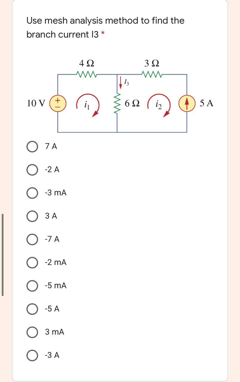 Solved Use mesh analysis method to find the branch current | Chegg.com