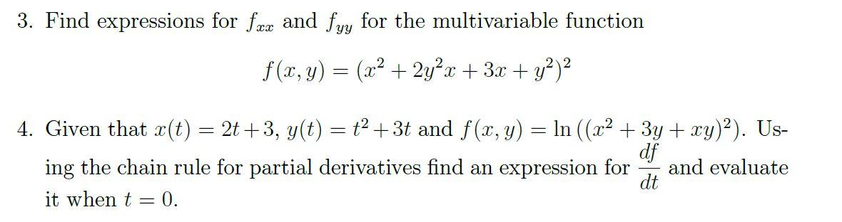 Solved 3. Find expressions for fæx and fyy for the | Chegg.com