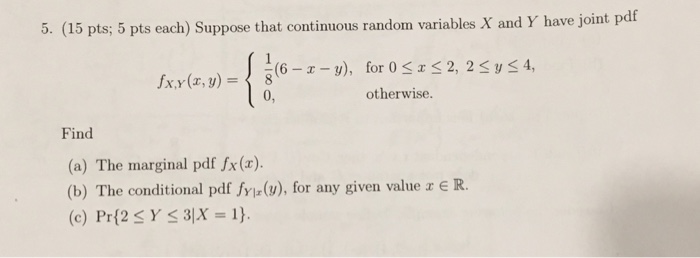 Solved Pdf 5. (15 Pts; 5 Pts Each) Suppose That Continuous | Chegg.com