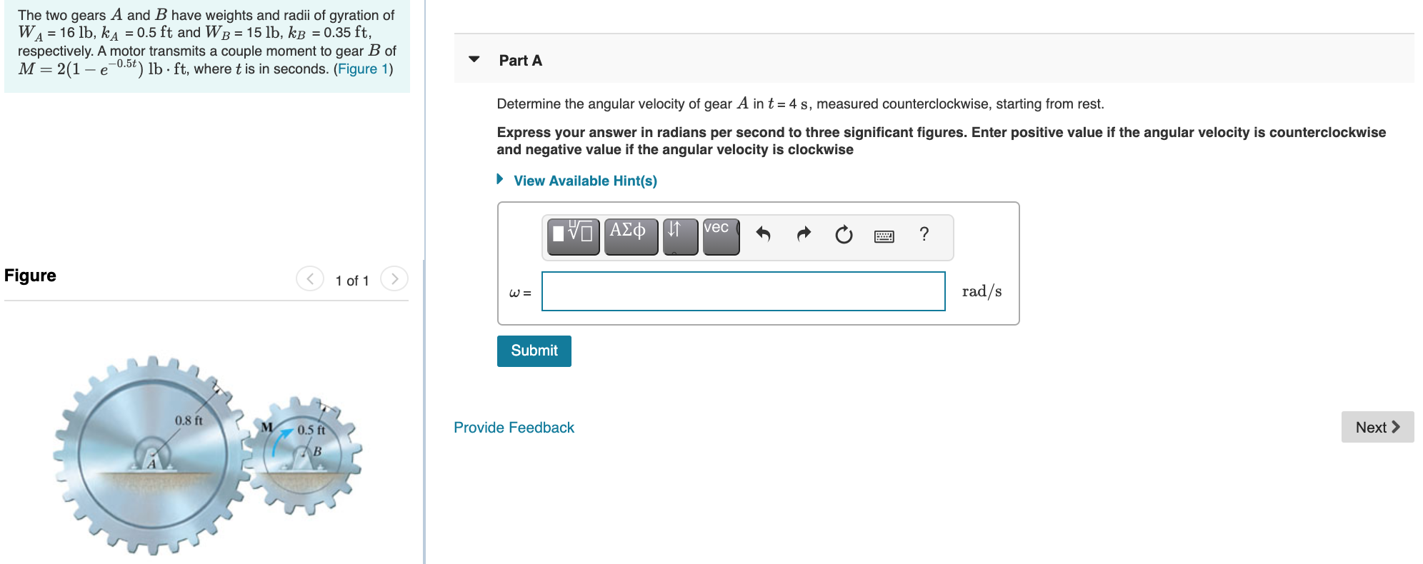 Solved The Two Gears A And B Have Weights And Radii Of | Chegg.com