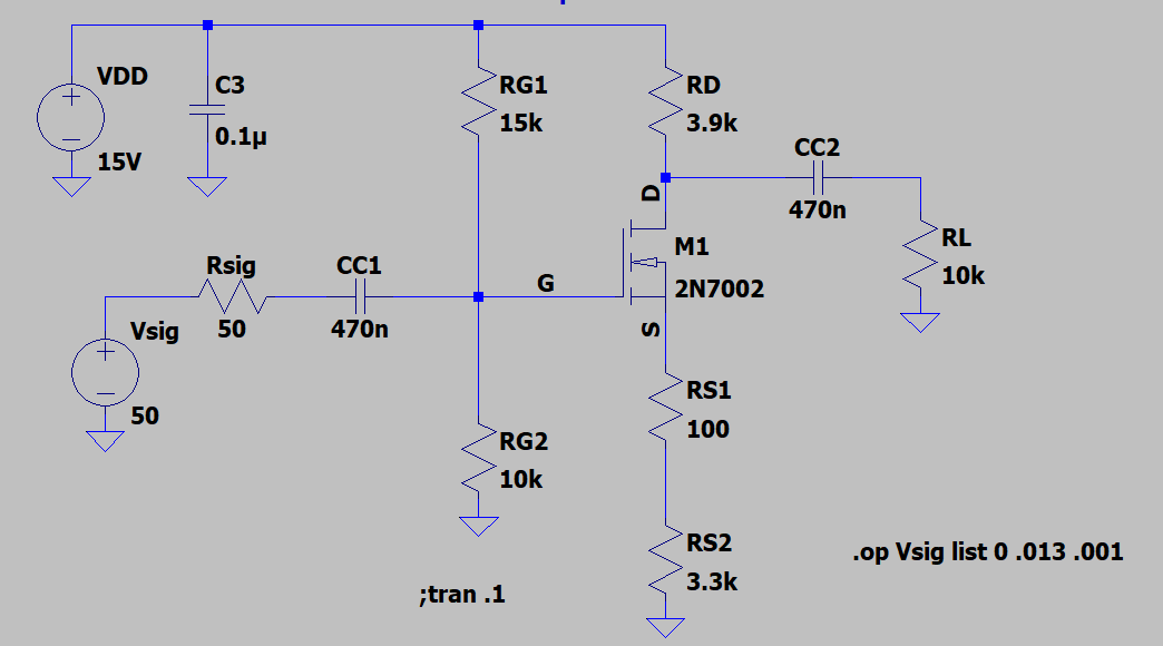 Solved .0012) Omit the source bypass capacitor, CS, in this | Chegg.com