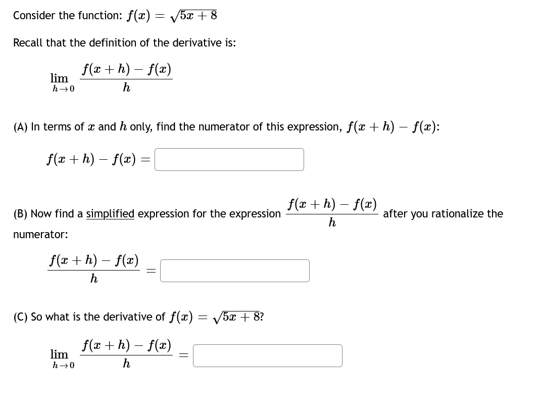 Solved Consider The Function F X 5x 8 Recall That The