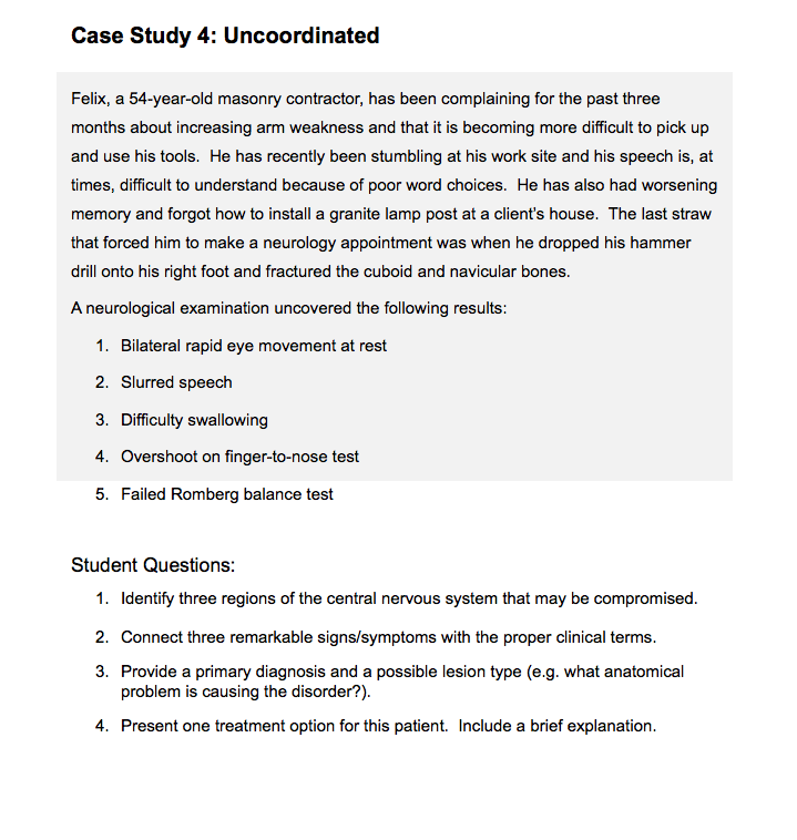 Mini case study nervous system picture