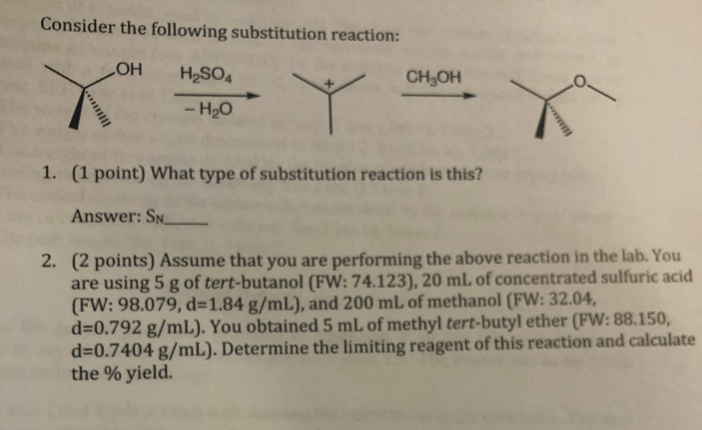 Solved Consider the following substitution reaction: OH | Chegg.com