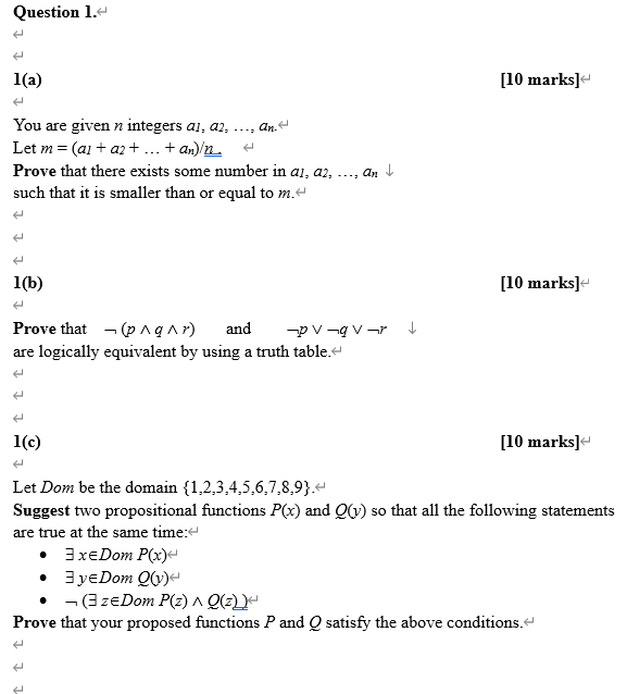 Solved Question 1.- 1(a) [10 marks] You are given n integers | Chegg.com