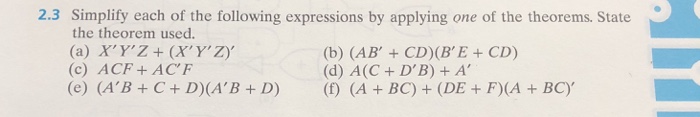 Solved 2.3 Simplify each of the following expressions by | Chegg.com