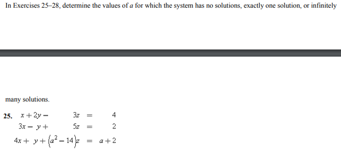 Solved In Exercises 25-28, determine the values of a for | Chegg.com