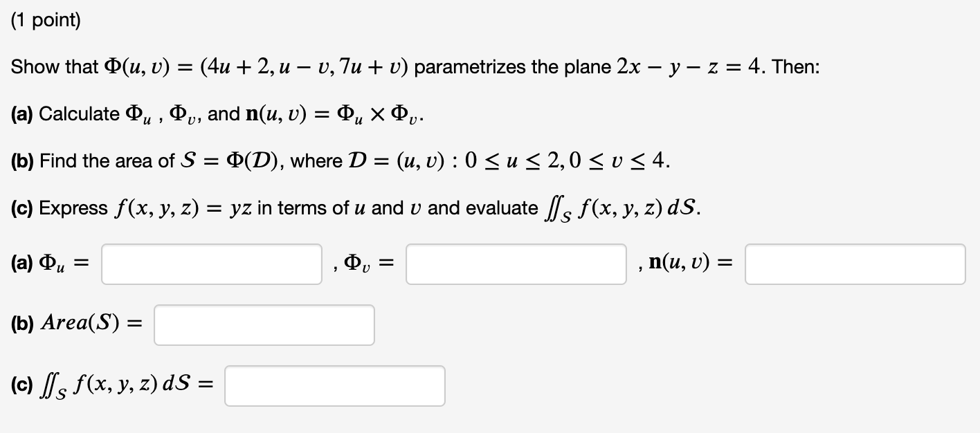 Solved 1 Point Show That O U V 4u 2 U V 7u U Chegg Com