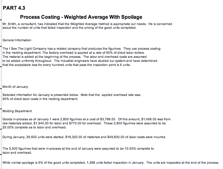 Solved PART 4.3 Process Costing - Weighted Average With | Chegg.com