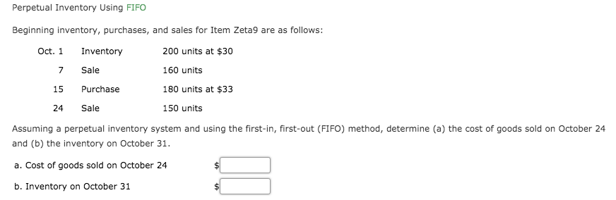 Solved Perpetual Inventory Using FIFO Beginning inventory, | Chegg.com