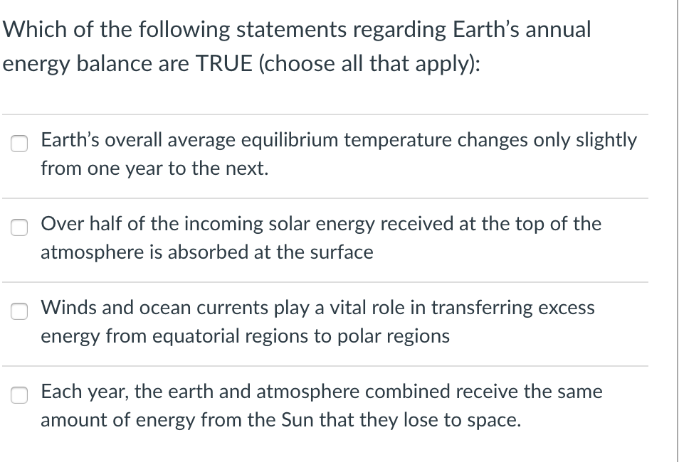 Solved Which of the following statements regarding Earth's