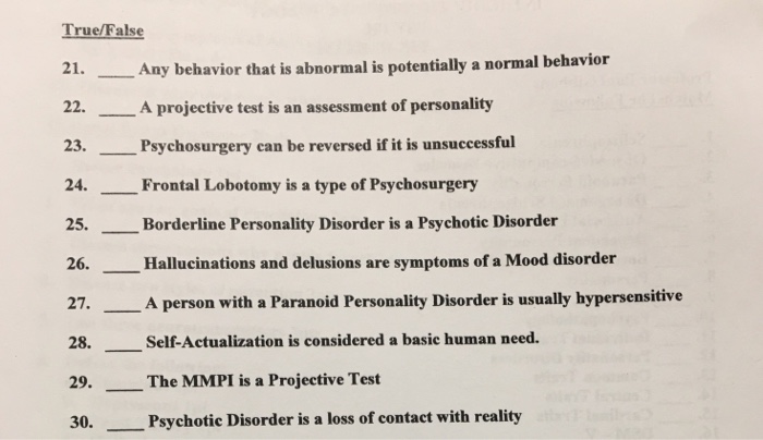 Solved True/False 21. Any Behavior That Is Abnormal Is | Chegg.com