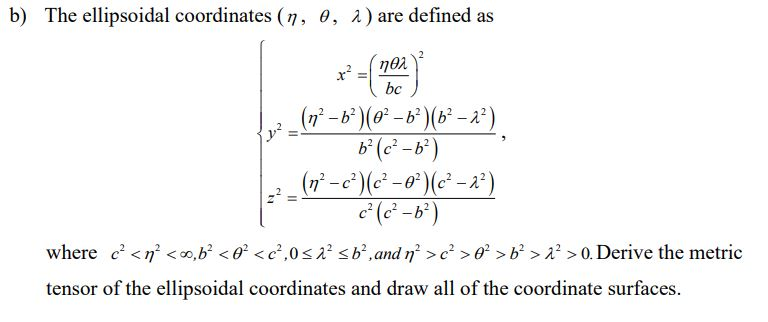 B The Ellipsoidal Coordinates 1 0 2 Are Defin Chegg Com