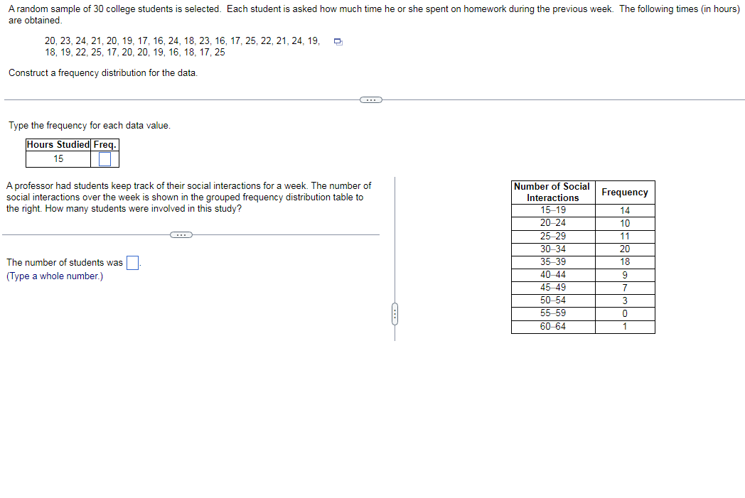 Solved A random sample of 30 college students is selected. | Chegg.com