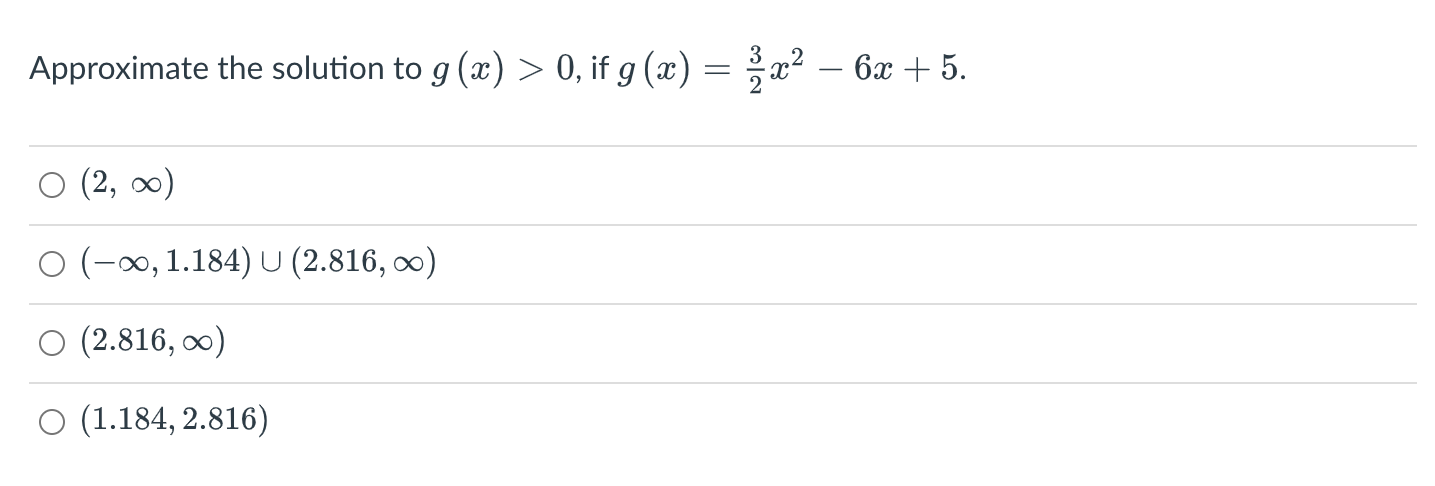 Solved Approximate the solution to g(x)>0, if | Chegg.com