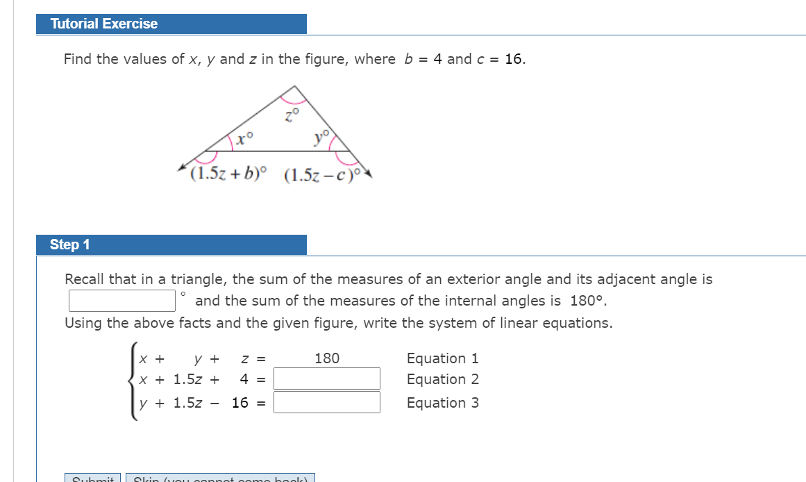 Solved Tutorial Exercise Find the values of x, y and z in | Chegg.com