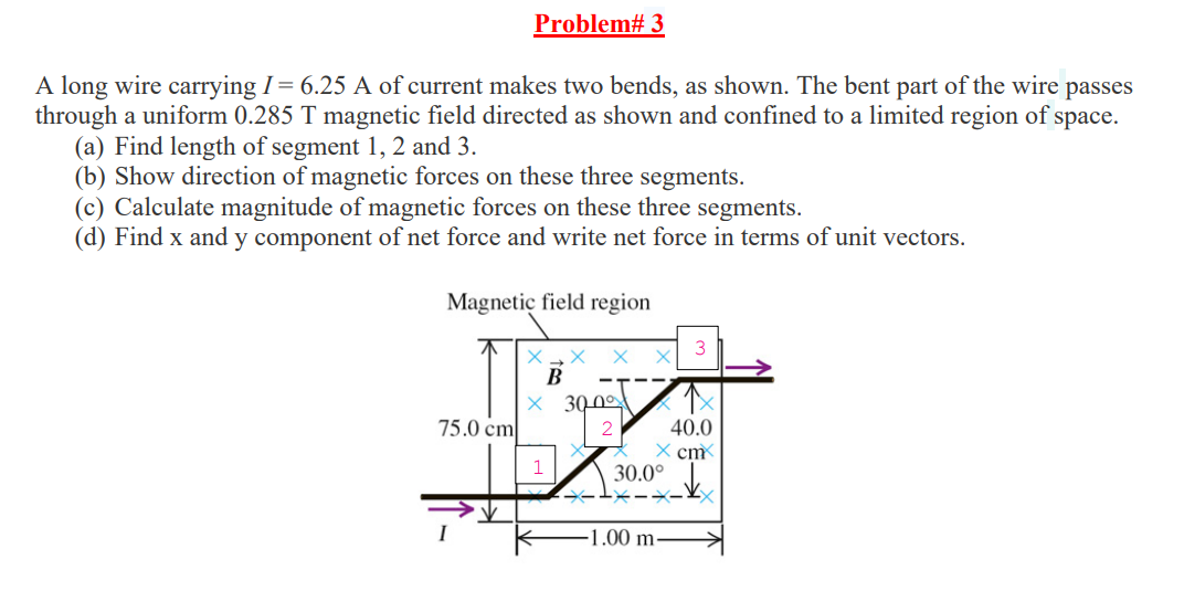 Solved Problem# 3 A long wire carrying I=6.25 A of current | Chegg.com
