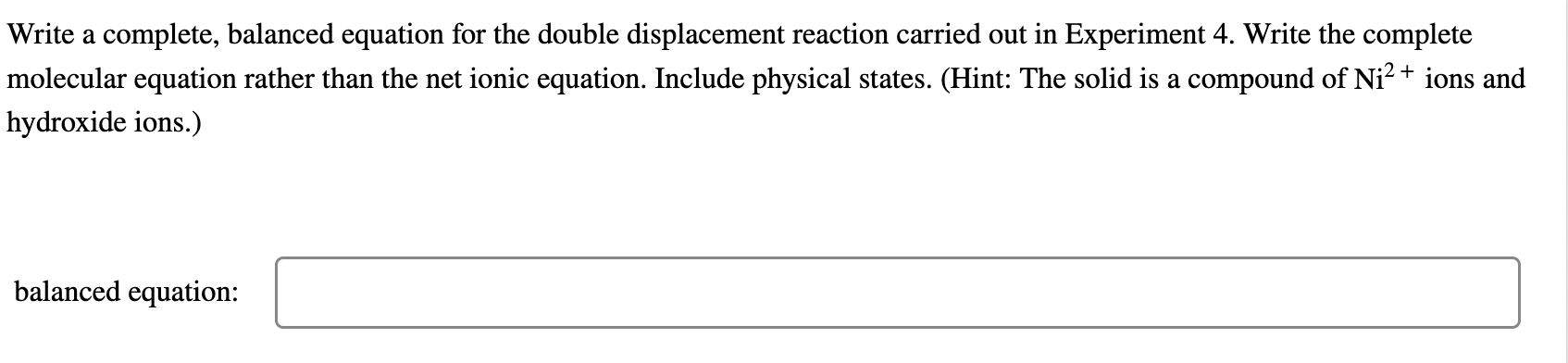Write a complete, balanced equation for the double | Chegg.com