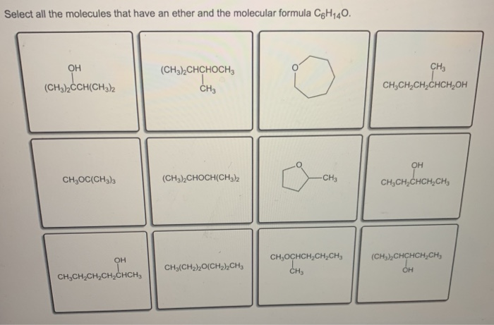 Solved Select all the molecules that have an ether and the | Chegg.com