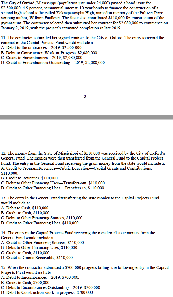 Solved The City of Oxford, Mississippi (population just