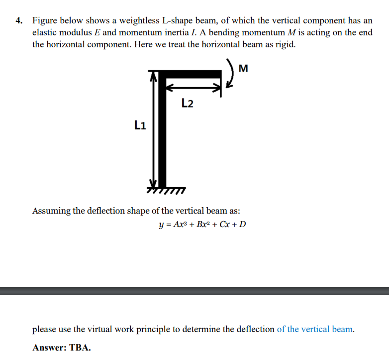 Solved 4. Figure Below Shows A Weightless L-shape Beam, Of | Chegg.com