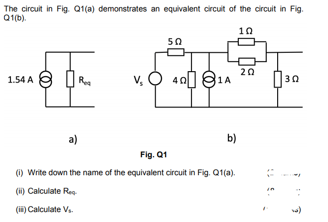 Solved The Circuit In Fig. Q1(a) Demonstrates An Equivalent | Chegg.com