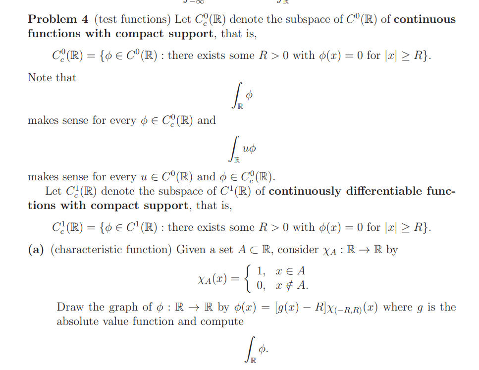 Solved Problem 4 (test functions) Let Cc0(R) denote the | Chegg.com