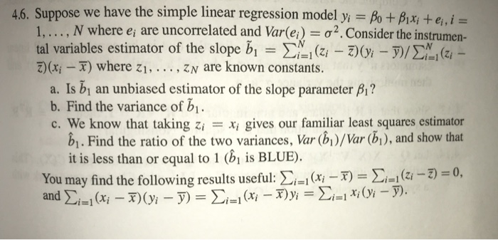 Solved 46. Suppose we have the simple linear regression | Chegg.com