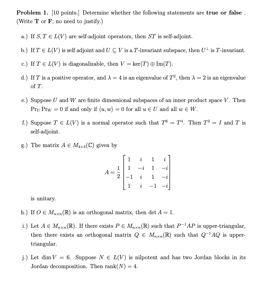 Solved Problem 1. [10 Points.] Determine Whether The | Chegg.com