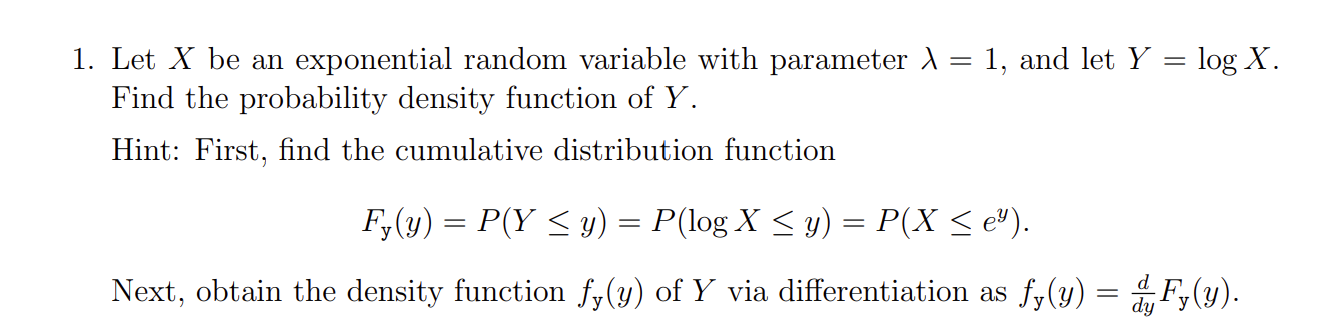 Solved Let \\( X \\) be an exponential random variable with | Chegg.com