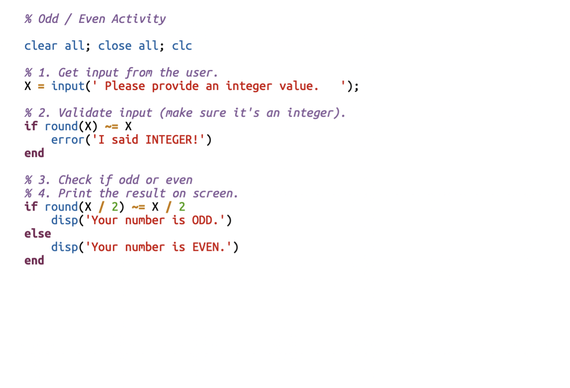 Solved Odd/Even If Statement - In Class Activity # Due No | Chegg.com