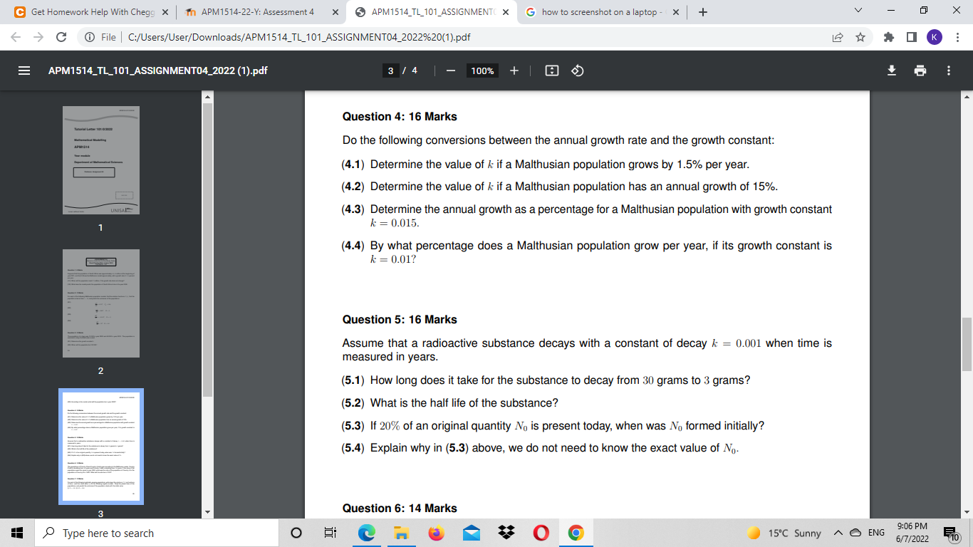 Solved APM1514_TL_101_ASSIGNMENTO X G how to screenshot on a | Chegg.com