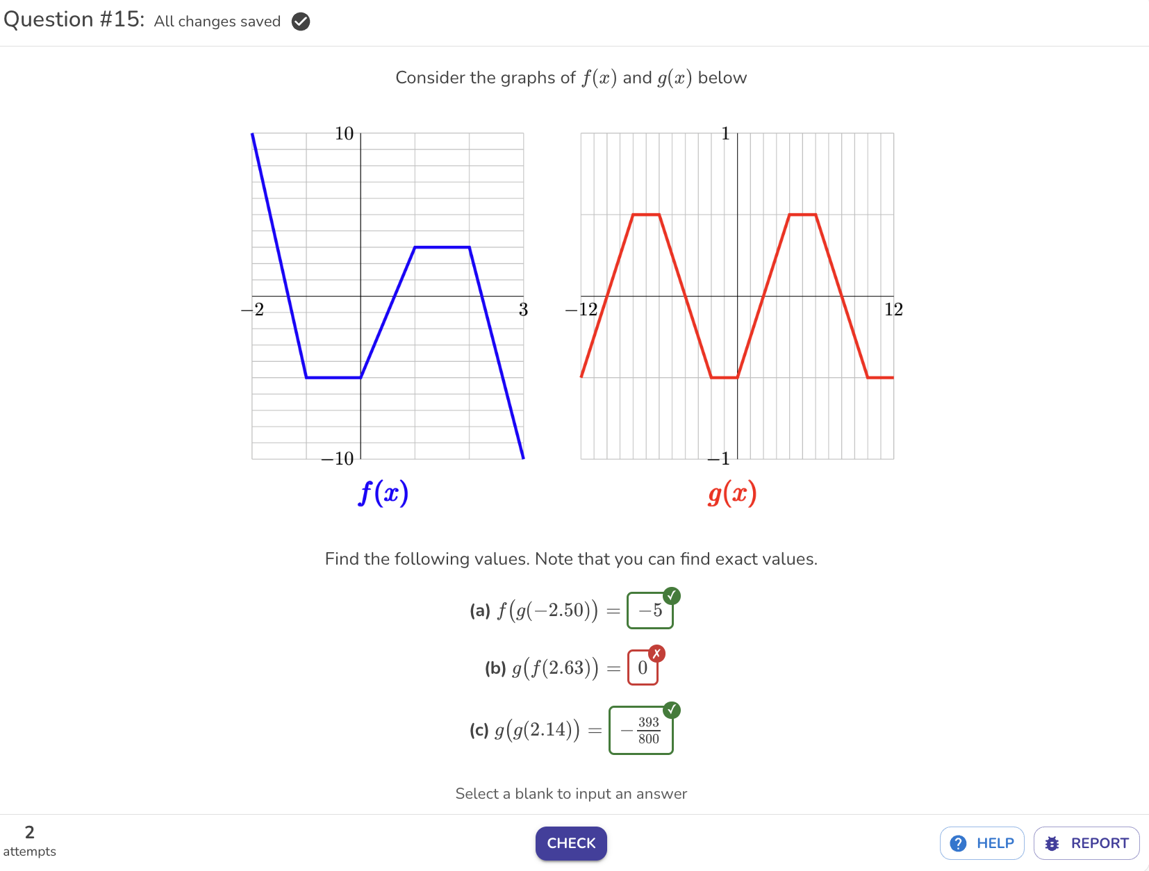 Solved Consider the graphs of f(x) ﻿and g(x) ﻿belowJ(w)Find | Chegg.com