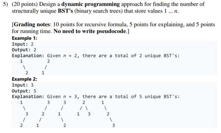 Solved 5) (20 points) Design a dynamic programming approach | Chegg.com