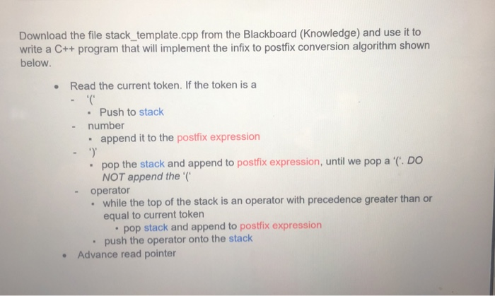 Solved Download the file stack template.cpp from the | Chegg.com