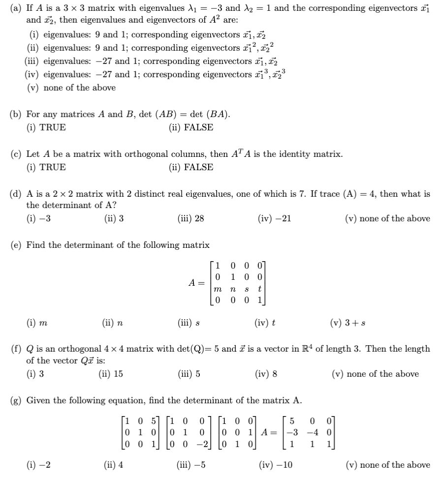 Solved A If A Is A 3 X 3 Matrix With Eigenvalues 11 Chegg Com