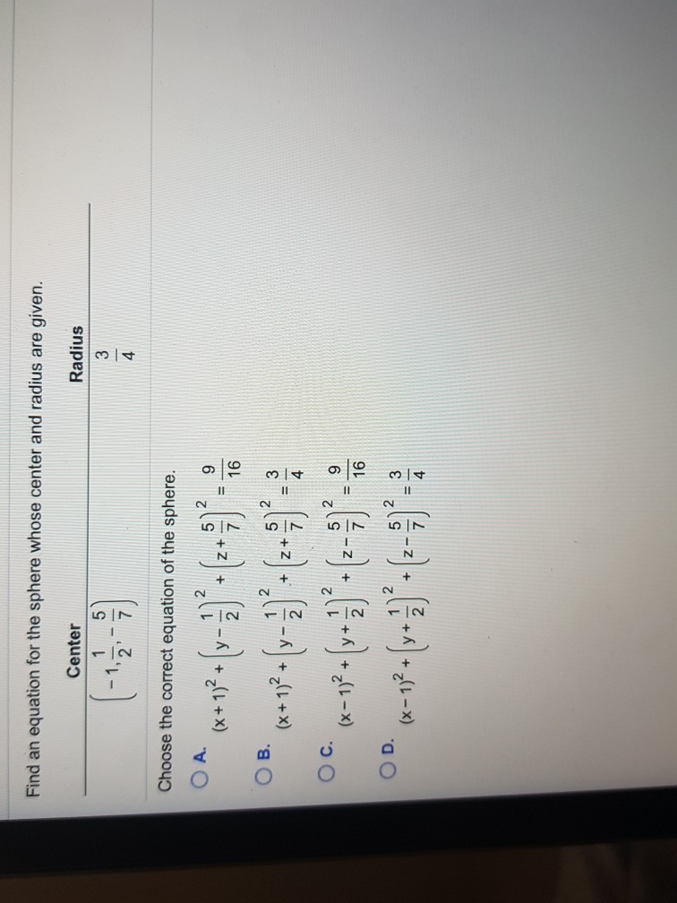 find the center and radius of the sphere with equation