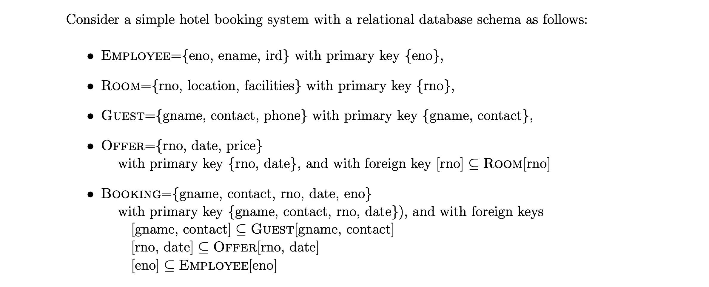 Consider a simple hotel booking system with a | Chegg.com