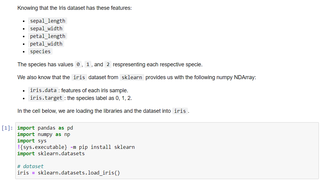 Knowing that the Iris dataset has these features: . | Chegg.com