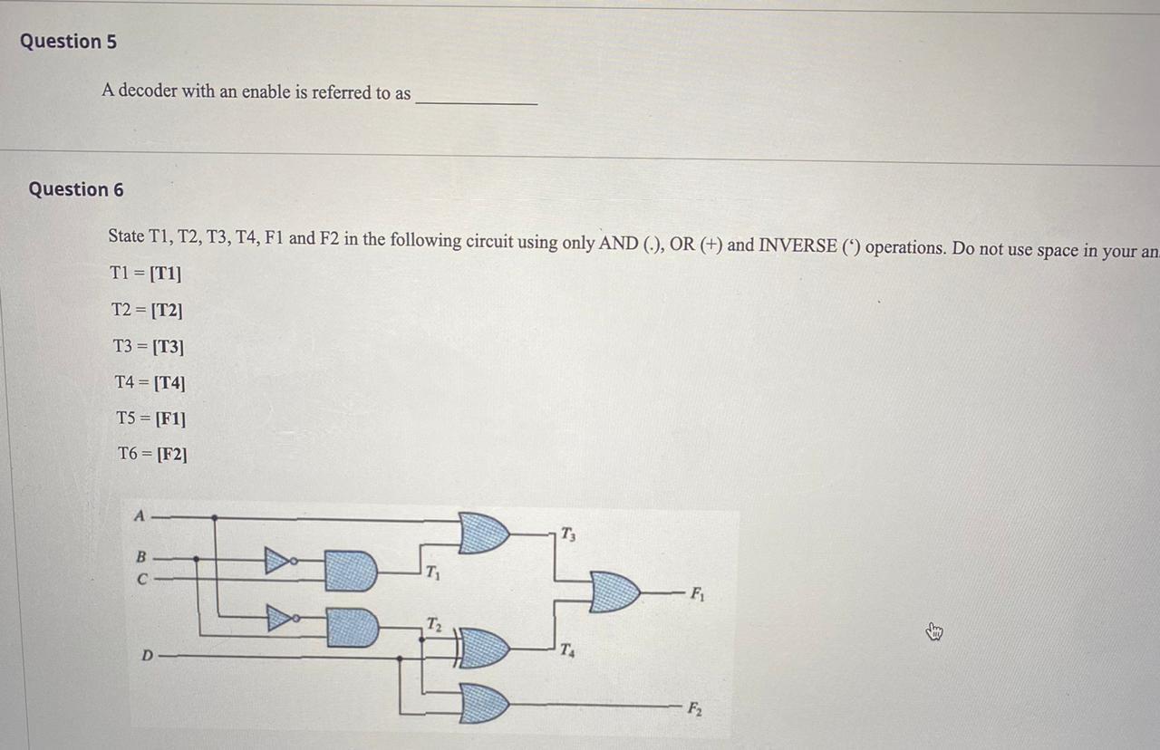 Solved A decoder with an enable is referred to as uestion 6 | Chegg.com