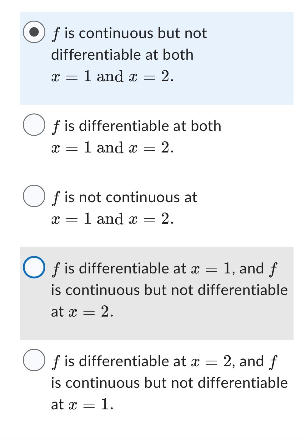 Solved f is continuous but not differentiable at both x=1 | Chegg.com