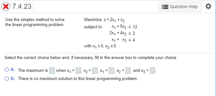 Solved 7.4.23 Question Help Use the simplex method to solve | Chegg.com