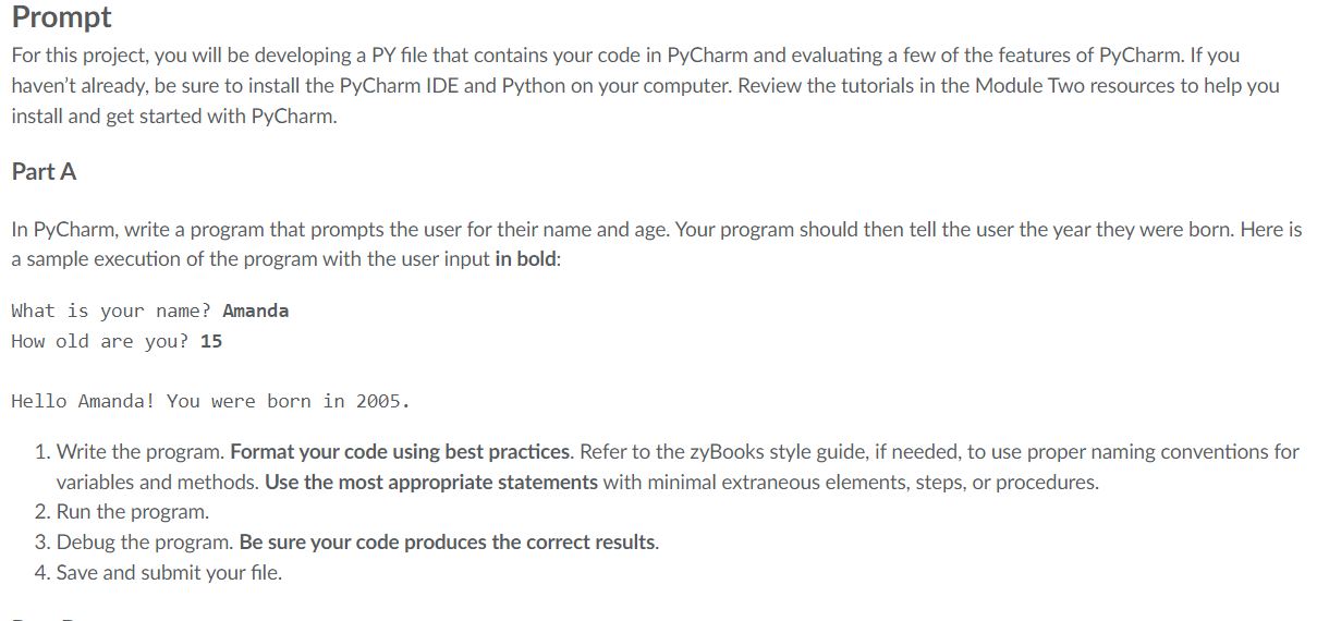 Solved For This Project, You Will Be Developing A PY File | Chegg.com