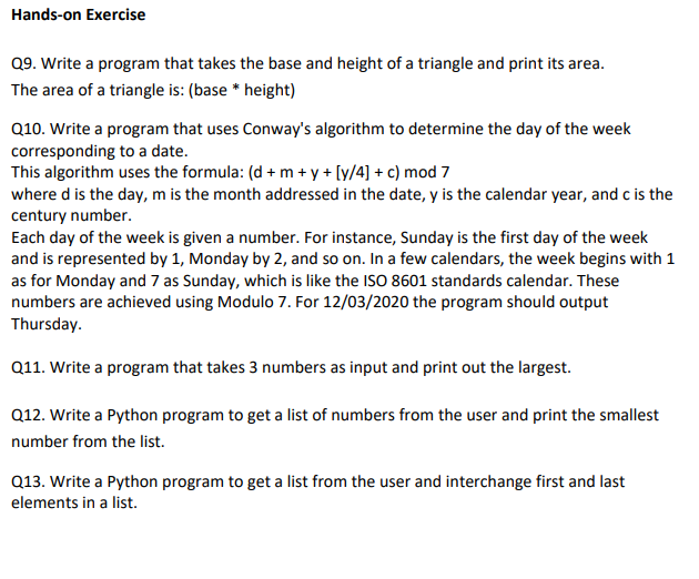 Solved Hands-on Exercise 29. Write a program that takes the | Chegg.com