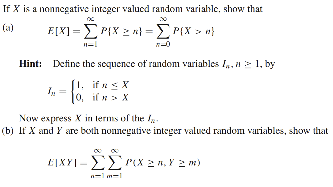 Solved If X is a nonnegative integer valued random variable, | Chegg.com