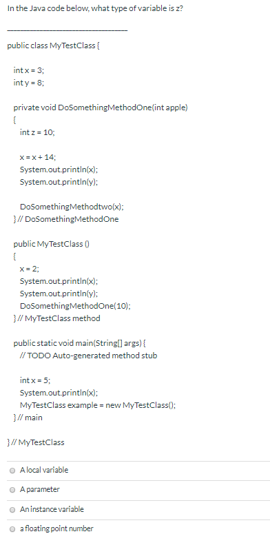 Solved Please trace the Java program below and pick the | Chegg.com